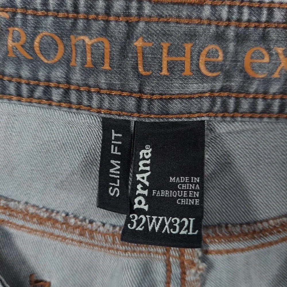 PrAna Jeans Mens Fits 32x31 Gray Charcoal Wash Slim Straight Stretch Denim Pants